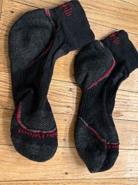 Smartwool Black Athletic Crew Socks with Red Accents